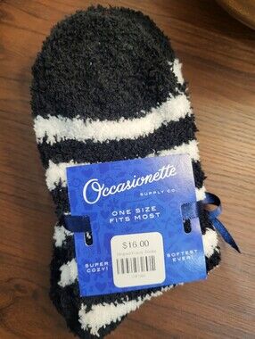 Black And White Striped Cozy Socks
